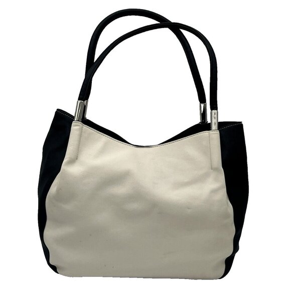 Alfani Womens Bangle Tote Cloud White/Black One Size - Minor Defect MSRP $99.50 - Picture 1 of 8